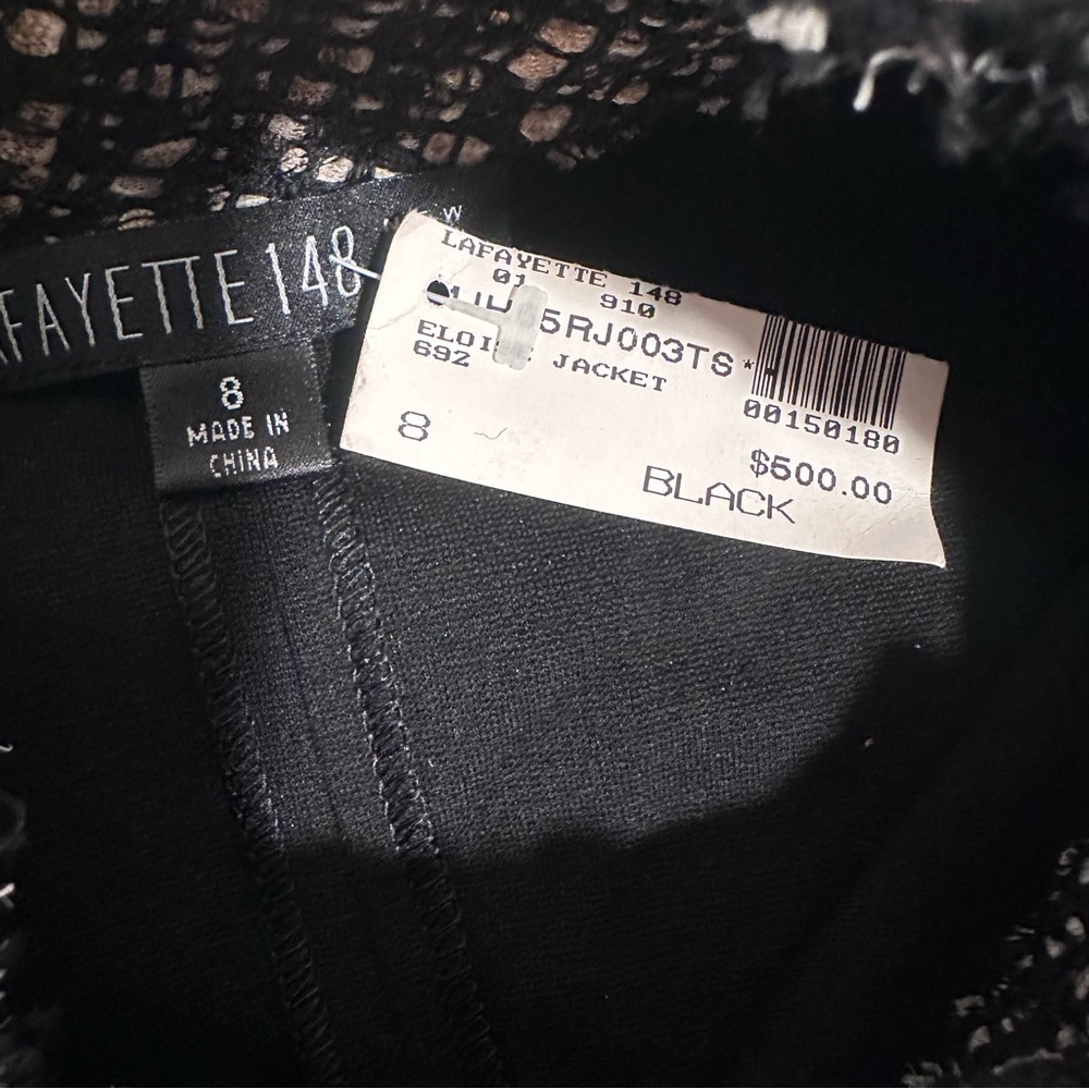 Lafayette 148 Eloise Jacket Formal Blazer Black Buttons Front Pockets Woven NWT - Picture 2 of 16